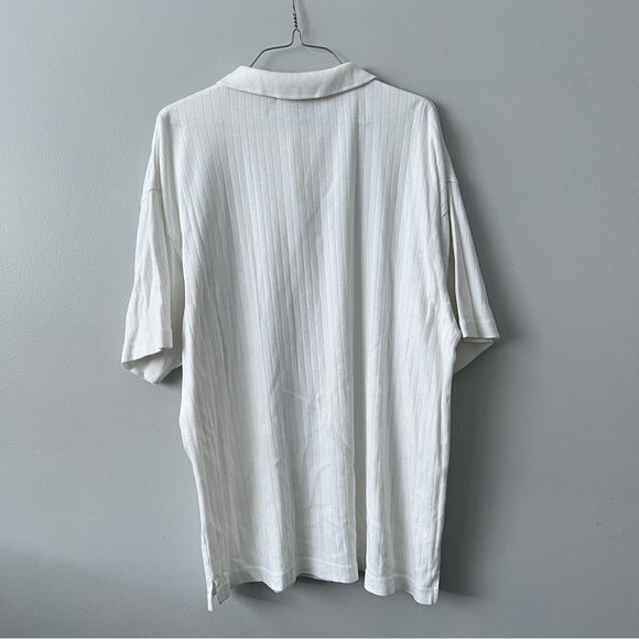 Rough Dress Plain White Ribbed Polo Shirt - Large - Picture 4 of 11